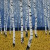 The White Birch Forest — hand-embroidered silk artwork (image only)
