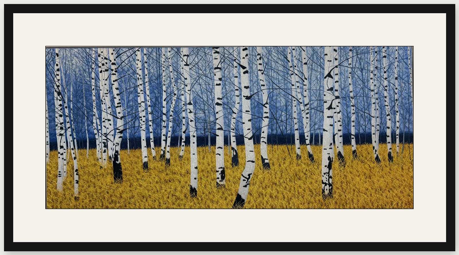 The White Birch Forest — framed silk embroidery