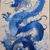 Spirit of the Azure Dragon — hand-embroidered silk artwork (image only)