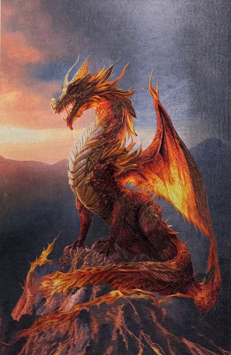The Fire Dragon – handmade silk embroidery
