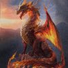 The Fire Dragon — hand-embroidered silk artwork (image only)