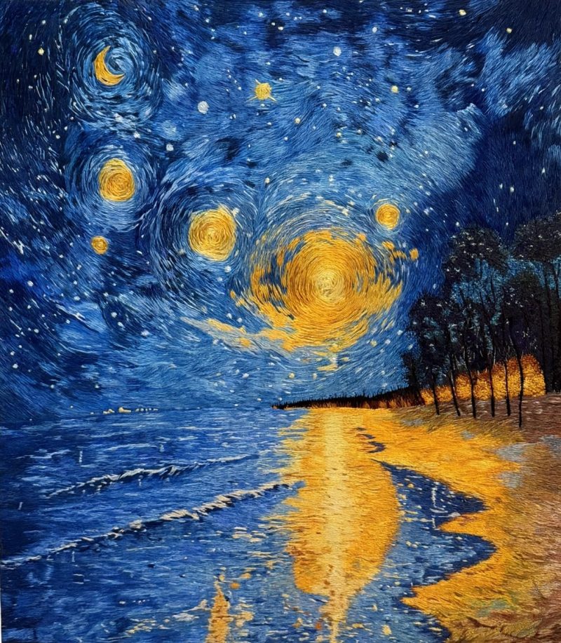 Galaxy Coast – handmade silk embroidery
