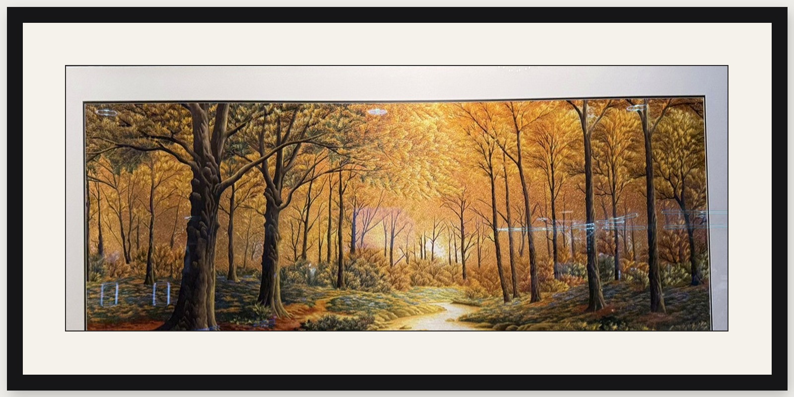 A Path Through Gold — framed silk embroidery