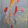 Harmony of Nine Koi — hand-embroidered silk artwork (image only)