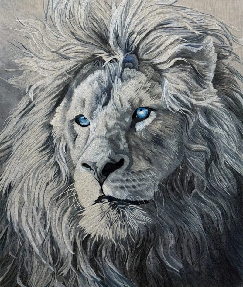 The Blue-Eyed King – handmade silk embroidery