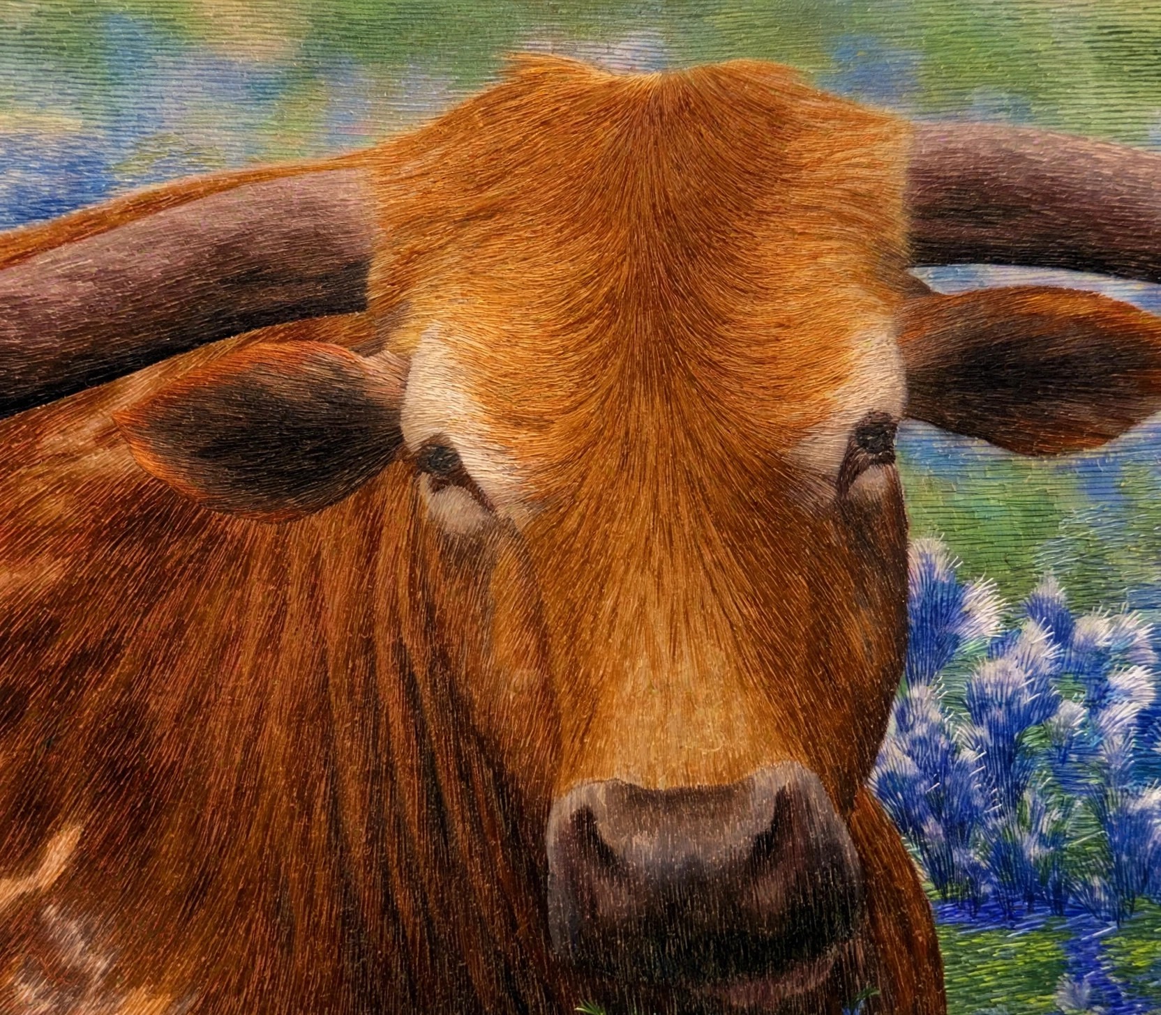 Texas Longhorn in Bluebonnets - Image 3