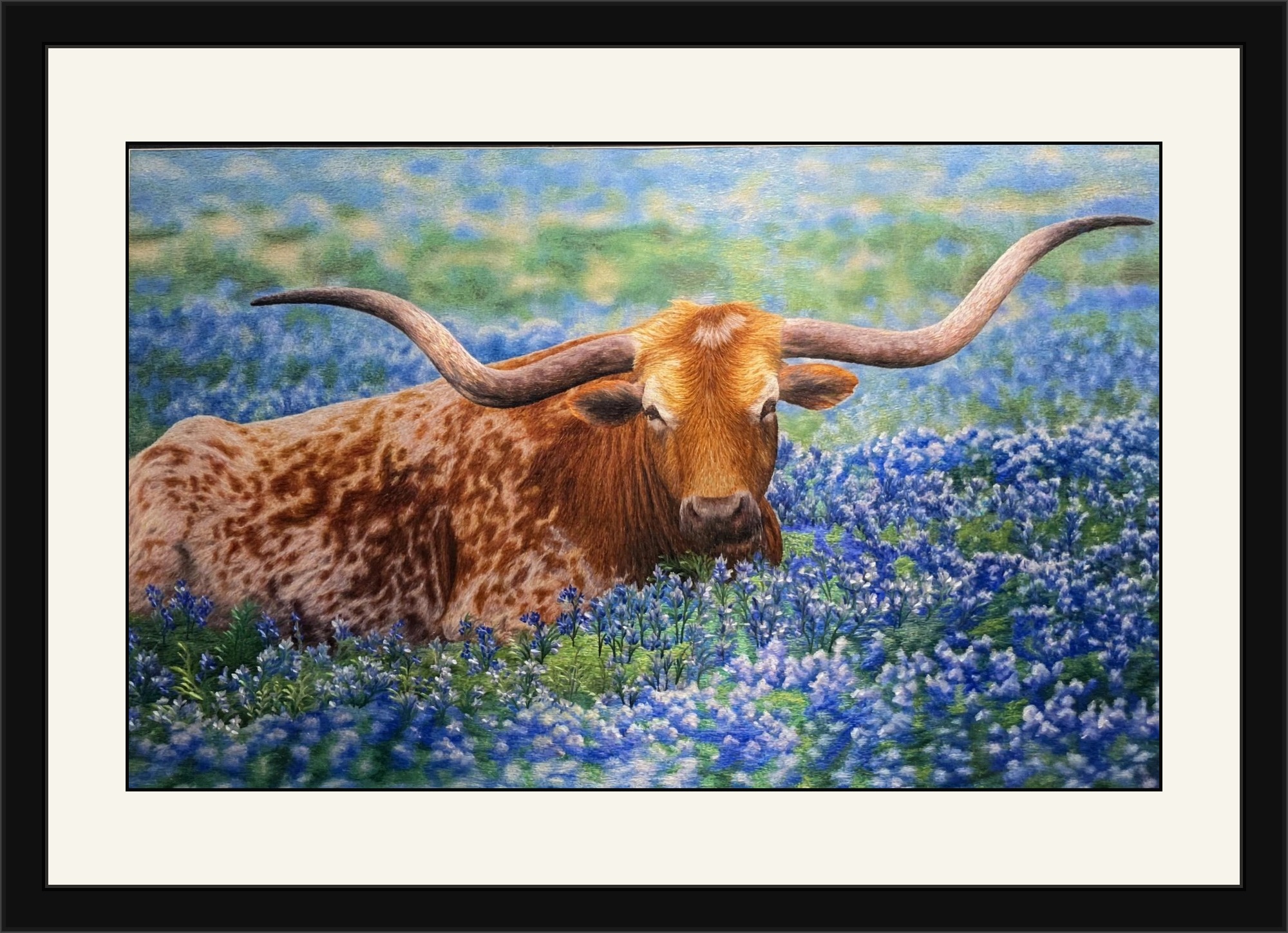Texas Longhorn in Bluebonnets - Image 2