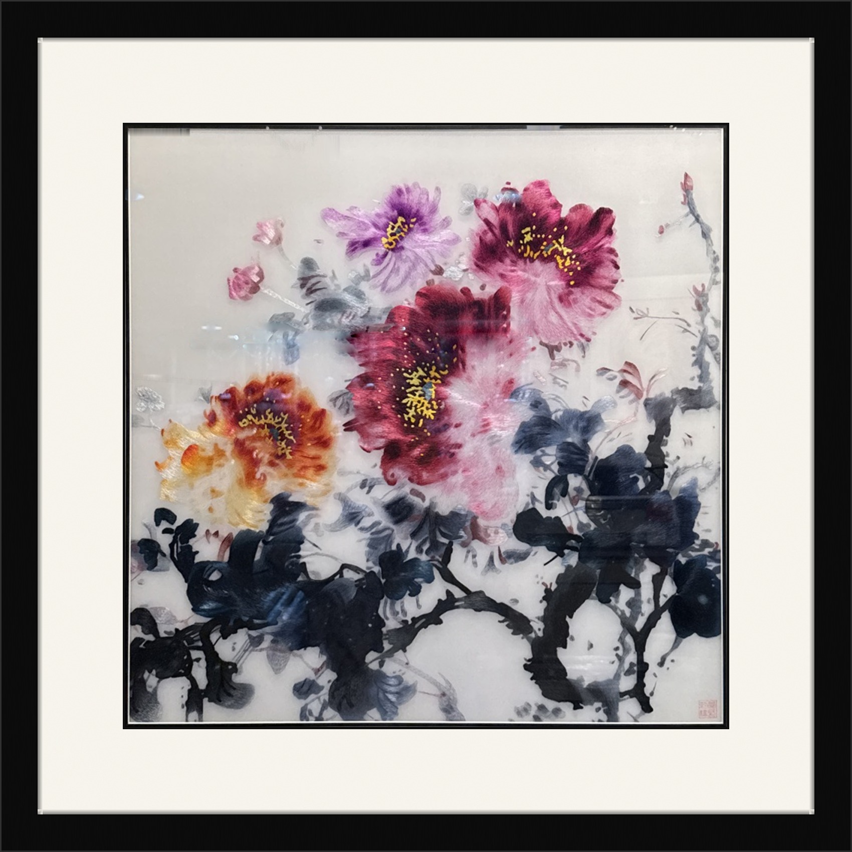 peonies-ink-framed
