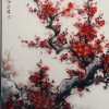 Red Plum Blossom – handmade silk embroidery
