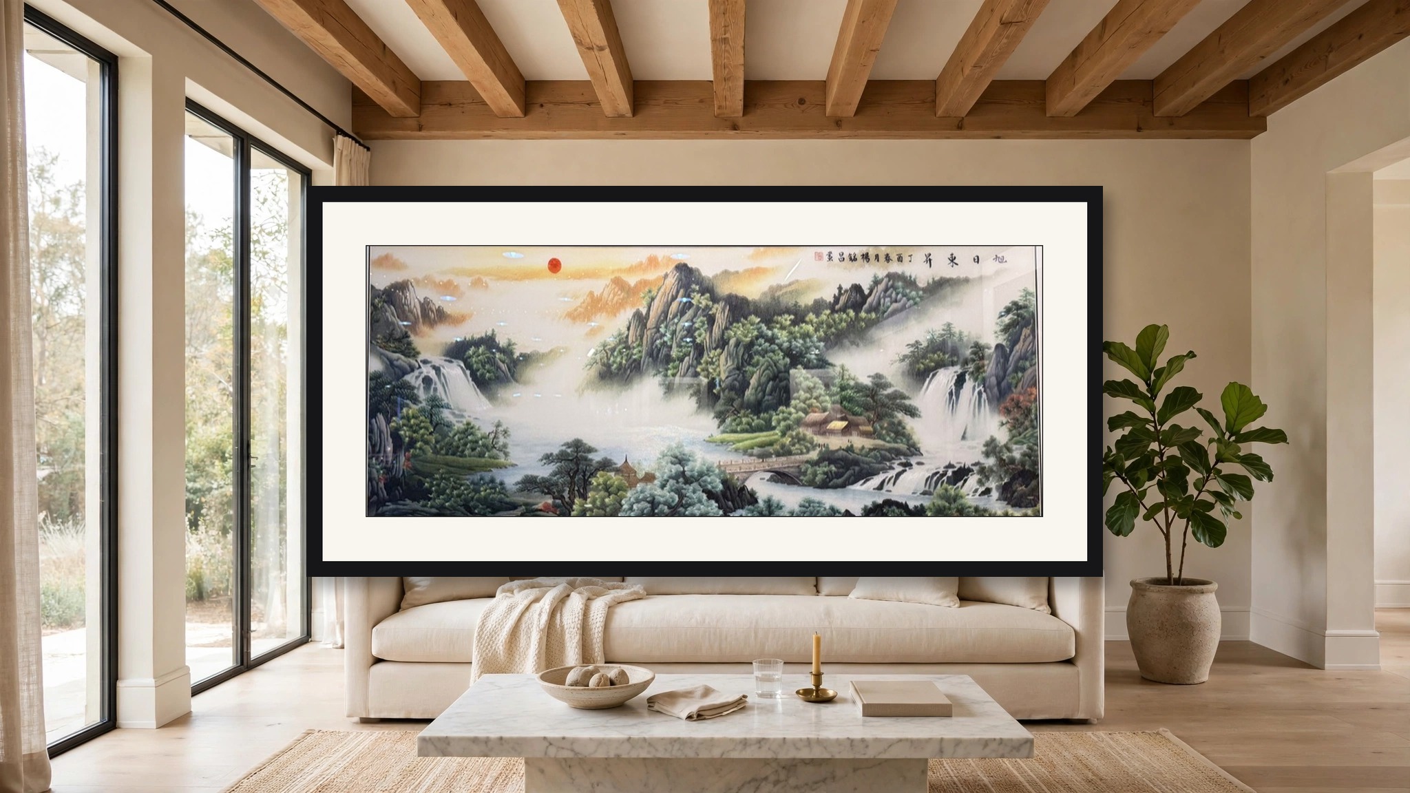 Sunrise in the East – shown in a living room setting